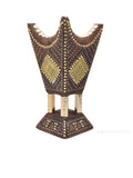 Handcrafted dark wood and gold mabkhara back view showing diamond motif