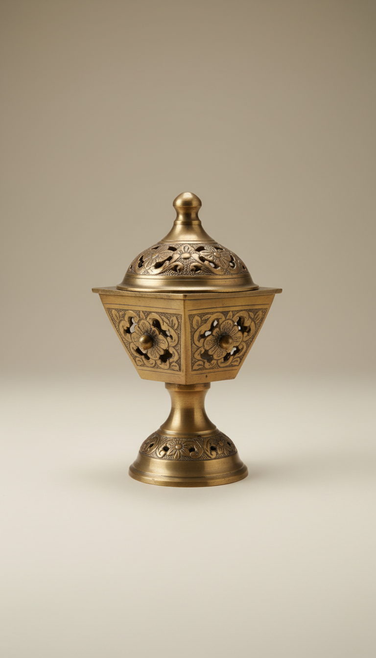 Brass Mabkhara with Filigree Panels