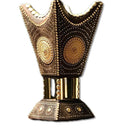 Handcrafted dark wood and gold mabkhara side view showing mandala medallion detail